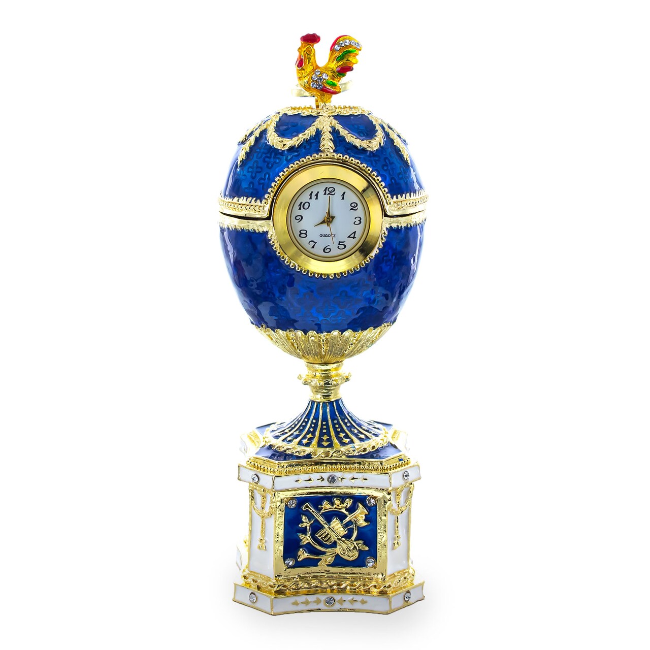1904 Kelch Chanticleer Blue Enamel Royal Imperial Easter Egg with Clock